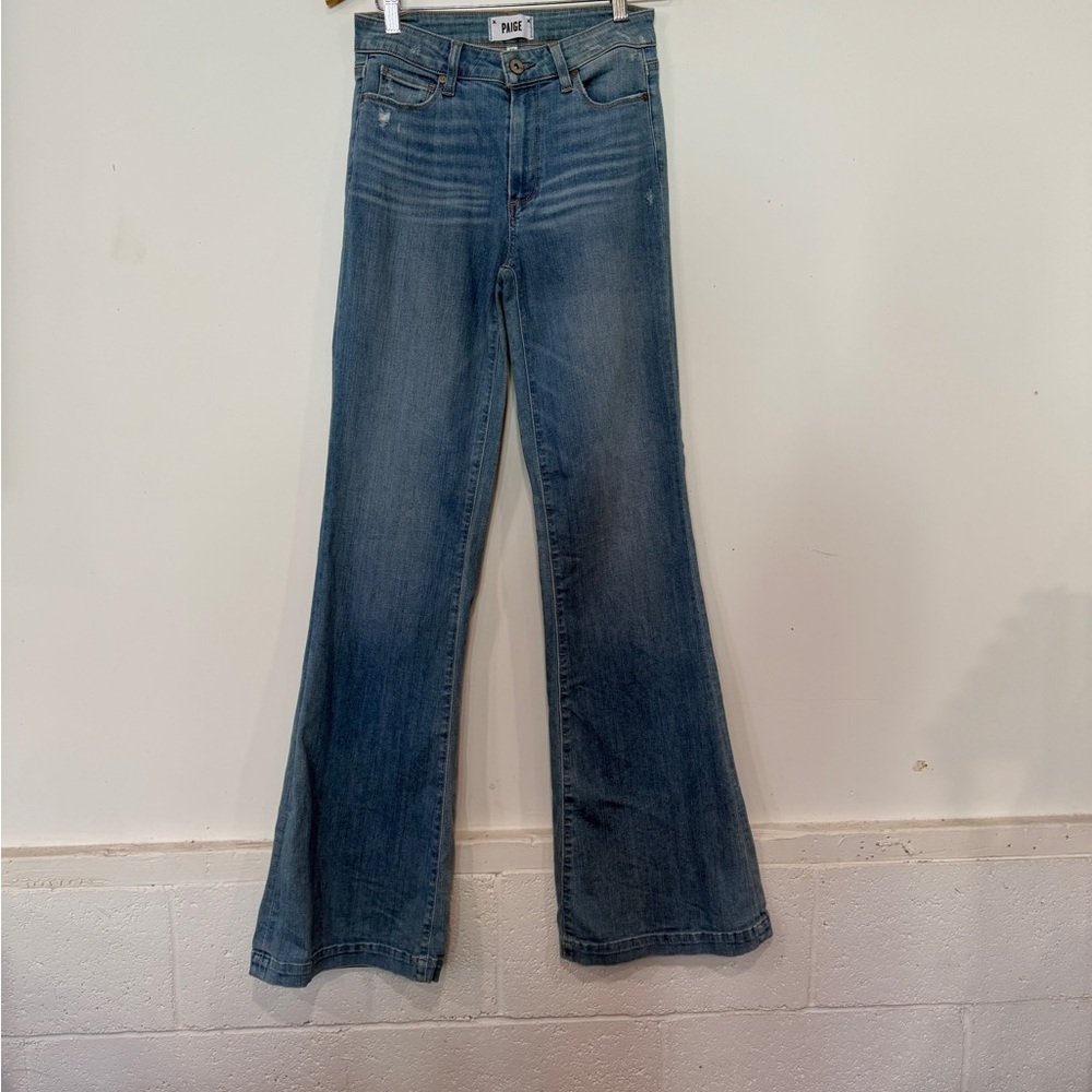 PAIGE Mid Wash Wide Leg Jeans